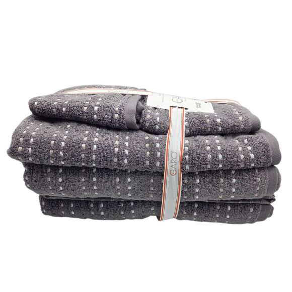 Caro Home 6pc Gray Soft Cotton Towel Set 2 Bath 2 Hand 2 Washcloths - Picture 7 of 11